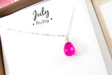 Ruby - July Birthstone - Sterling Silver Necklace