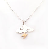Storm Charm Necklace - Sterling Silver - Cloud and Lightning Necklace