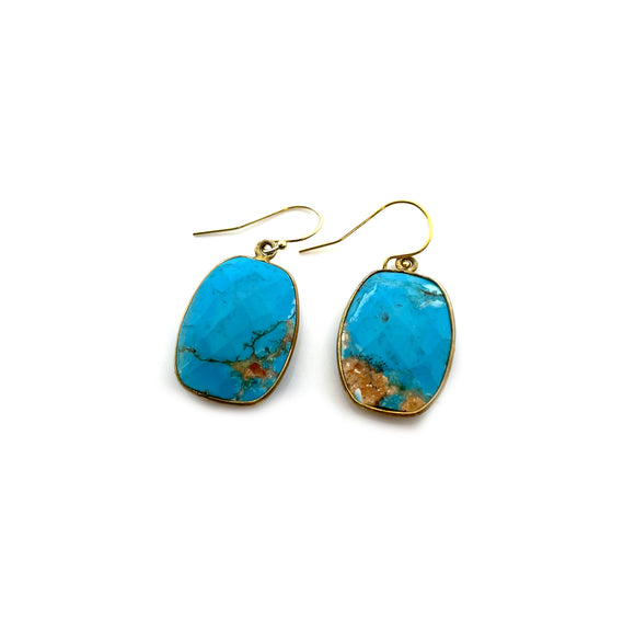 Framed Turquoise Gemstone Earrings in 14k Gold Fill